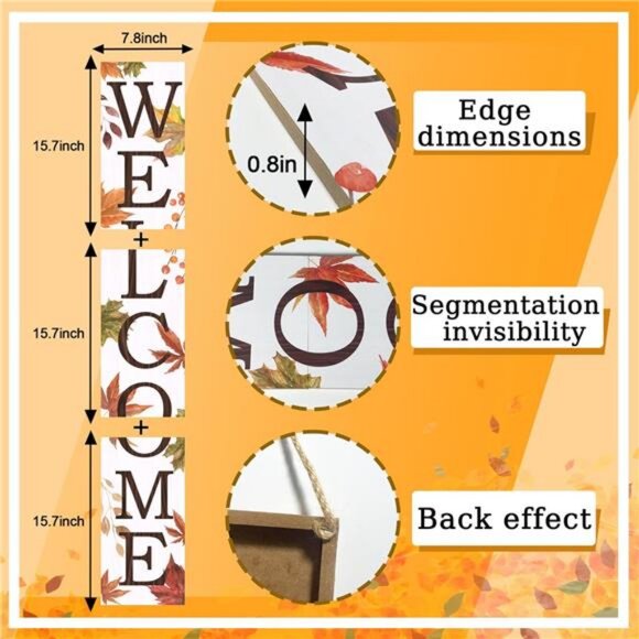 Fall Wooden Porch Sign Front for Thanksgiving Door Decoration Decorations - Picture 2 of 8